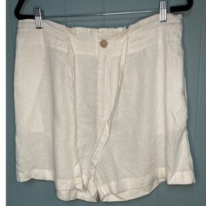 Sigrid Olsen White 100% Linen Drawstring Waist Shorts Women's XL